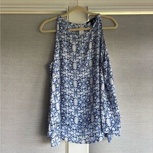 Zac & Rachel Navy and White Patterned Tank Top